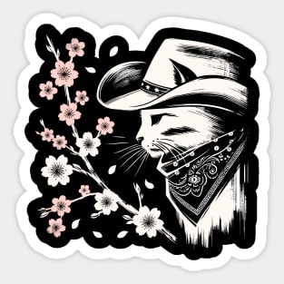 Kawaii Japanese Funny Cat Cowboy Cowgirl Meow Howdy Meowdy Sticker